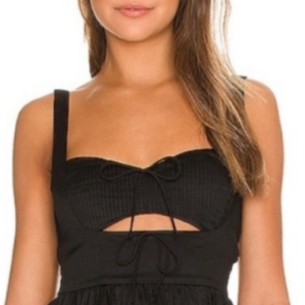 Black Cutout Knit Bustier Tank Top - Women